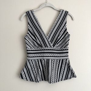 Anthropologie Vanessa Virginia Black & White Upton Peplum Top Size XS V Neck